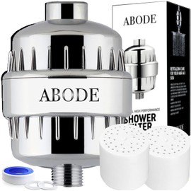 ABODE Beauty - Filtro de ducha de 15 etapas para un cabello hermoso y cuero cabelludo saludable con 2 cartuchos, listo para usar