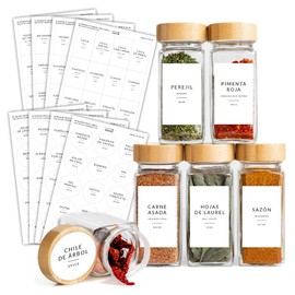 127 Spanish Spice Labels Stickers Preprinted Waterproof, Spice Jar Labels Written in Spanish, Round & Rectangle Seasoning Label for Jars, Pantry Organization, Etiquetas de Especias en Español