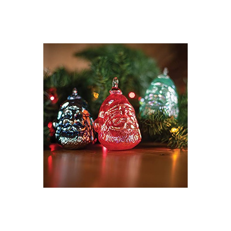 Glass Eye Studio Vintage Santa Ornament Blue Tinsel