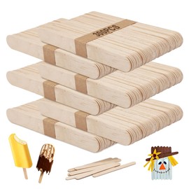 Pack of 300 Wooden Sticks for Crafts, 15 cm x 1.8 cm Ice Sticks Wood for Crafts, Popsicle Sticks Made of Natural Wood, Wooden Mouth Spatula, Wooden Sticks for Ice Lolly Sticks, Wooden Spatulas for