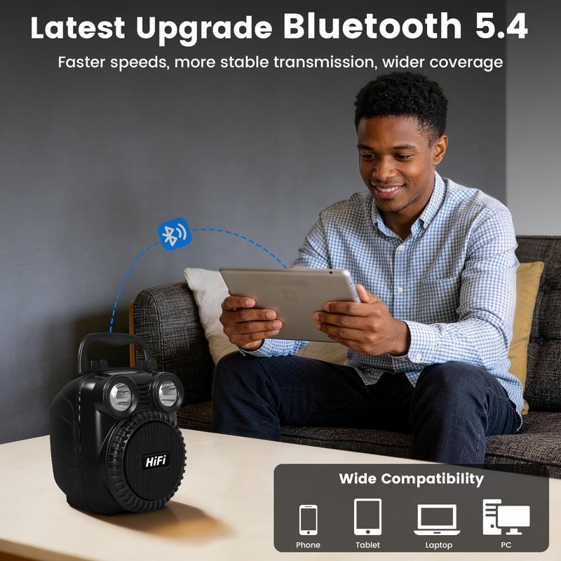 ottosing Portable Bluetooth Speaker-6000mAh Rechargeable Battery, Charges Phones, 10H Playtime,