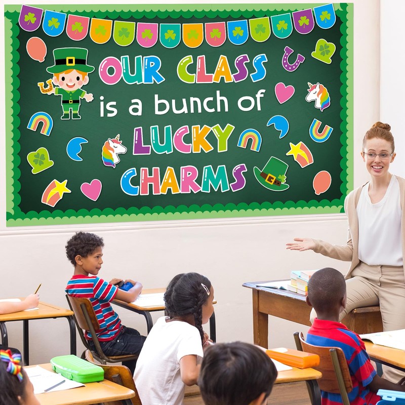 gisgfim St. Patrick's Day Classroom Bulletin Board Set Decoration Lucky