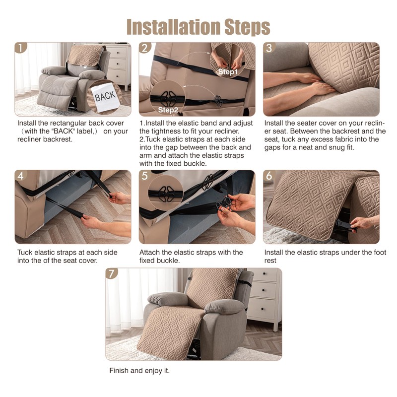 Genina Waterproof Recliner Chair Cover - 100% Protection! Non-Slip, Washable