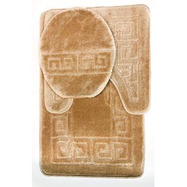 3 Piece Bath Rug Set Pattern Bathroom Rug (20"x32")/Large Contour Mat (20"x20") with Lid Cover (Sage)