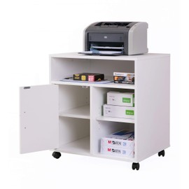 Basicwise Printer Kitchen Office Storage Stand with Casters, White (QI003556.W)