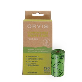 Orvis Compostable Waste Bags for Dogs, Extra Large, Unscented Green Dog Poo Bags, 8 Rolls, 120 Bags Total | Compostable Doggy Bags Made from Cornstarch, 9in x 14in