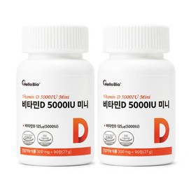 HelloBio Vitamin D 5000IU Mini 90 Tablets (2 bottles) Total 6-month supply / 헬로바이오 비타민D 5000IU 미니 90정 2개 총 6개월분