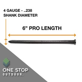 USA Made - Large Synthetic Grass 6" Stakes (2.5 Pound) Non-Galvanized Thick 4-Gauge Professional Style, Will Rust for Extra Hold - Spikes for Artificial Turf (Approximately 25 Nails Per Bag)