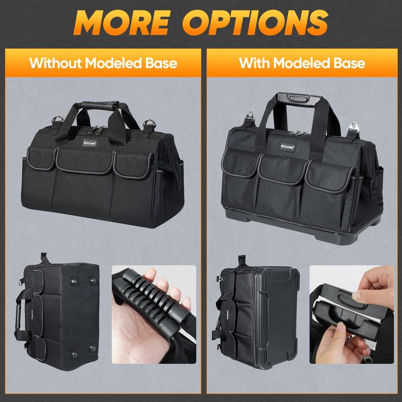 TICONN Heavy Duty Tool Bag with Multi-Pockets, Portable Tool Box