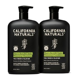 California Naturals Mens Re:Gro Shampoo and Conditioner Duo Set, Anti-Thinning & Hair Growth Support, All Hair Types, Vegan, Natural, Cruelty, Silicone, Paraben & Sulfate Free for Men, 20 fl oz