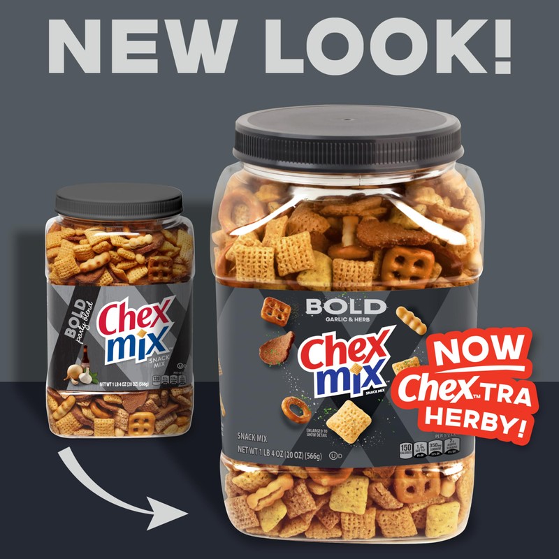 Chex Mix Bold Garlic and Herb Snack Mix, Snack Tub,