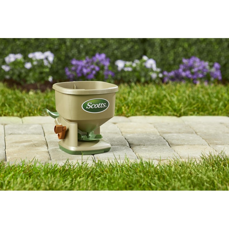 Scotts Whirl Hand-Powered Spreader for Grass Seed, Fertilizer, Salt, Ice