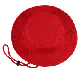 Gelante 100% Cotton Stone-Washed Adjustable Bucket Safari Boonie Sun Hats, Red, Large-X-Large