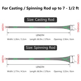 Bassdash Casting Spinning Fishing Rod Sleeves Protective Rod Socks for Fishing Poles Up to 7-1/2ft