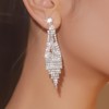 Xerling Boho Chandelier Tassel Earrings Sparkling Silver Rhinestone Fringe Bridal