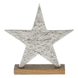 EGLO LIVING Decorative Star Baliguian, Standing Christmas Star Windowsill, Christmas Decoration for Standing, Table Decoration Christmas Made of Metal in Silver and Wood in Natural, 20.5 x 21 cm