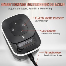 2500W Handheld Steam Cleaner,10 Accessories with 8 Adjustable Pressures for Tile/Grease/Carpet, 45oz Large Tank Chemical Free Cleaning, Portable Multi-Surface Steamer for Home Cars Kitchens (White)