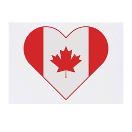'Canada Flag Love Heart' Temporary Tattoo - Water Resistant, Skin-Safe, Non-Toxic Transfer (TO00084013)