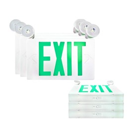 SPECTSUN 6 PACK Led Exit Sign with Emergency Lights & Battery Backup Operated Powered Green Exit Lights Exit only Sign-UL Listed 120-277VAC Fire Exit Signs Lighting for Room,Street,Window.Stairs.