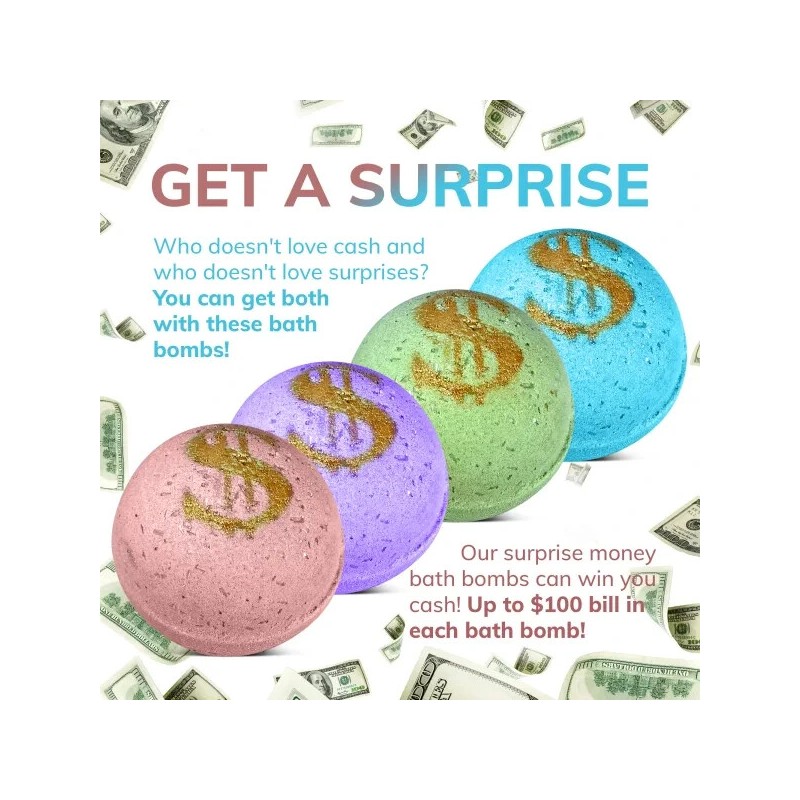 Relaxcation 4 Set Bath Bombs with Cash Surprise Inside -