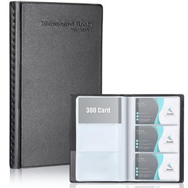 GOWALL Professional Business Card Book Holder Organizer, 300 Card Capacity Card Binder PU Leather Name Card Credit Cards Booklet