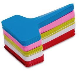 KINGLAKE Plant Labels,100 Pcs Multicolor Waterproof Plastic Plant Tags T-Type Nursery Garden Labels 6 x10cm,5 Colors