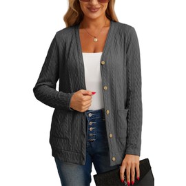 GRECERELLE Women's Cardigan Sweater with Pockets Lightweight, Long Sleeve, Knit, Open Front