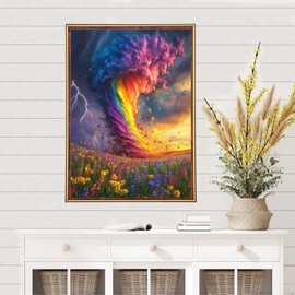 MEIYUDA Aurora Diamond Painting Kits for Adults, 5D Abstract Colorful Tornado Diamond Art for Begginers, DIY Landscape Gem Art Crystal Rhinestones Crafts Painting for Home Wall Decor 12x16in