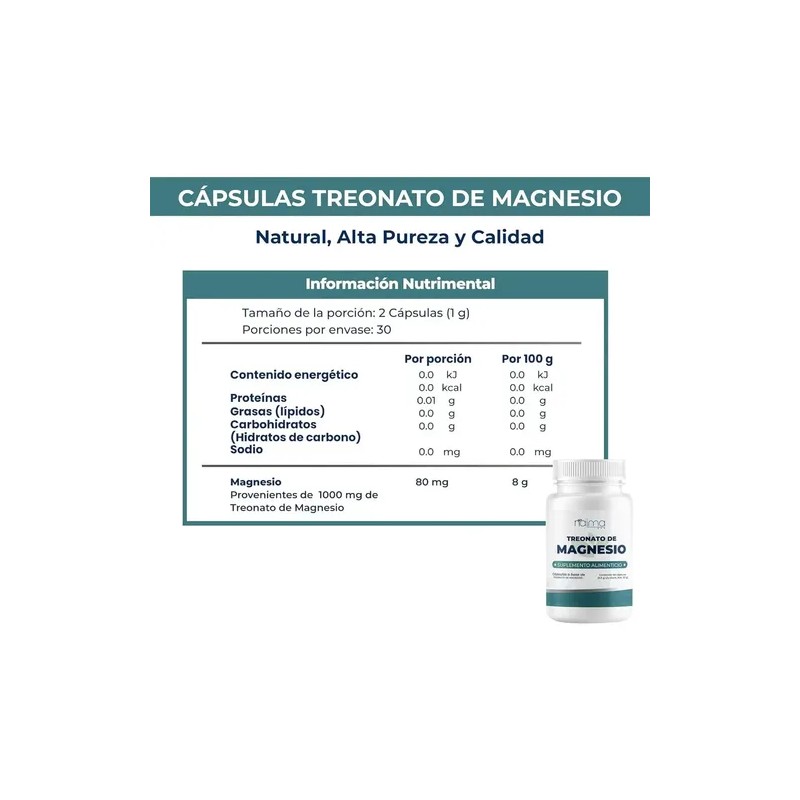 Magnesio Treonato 1000mg Cápsulas Sabor Alta Absorción Unidades