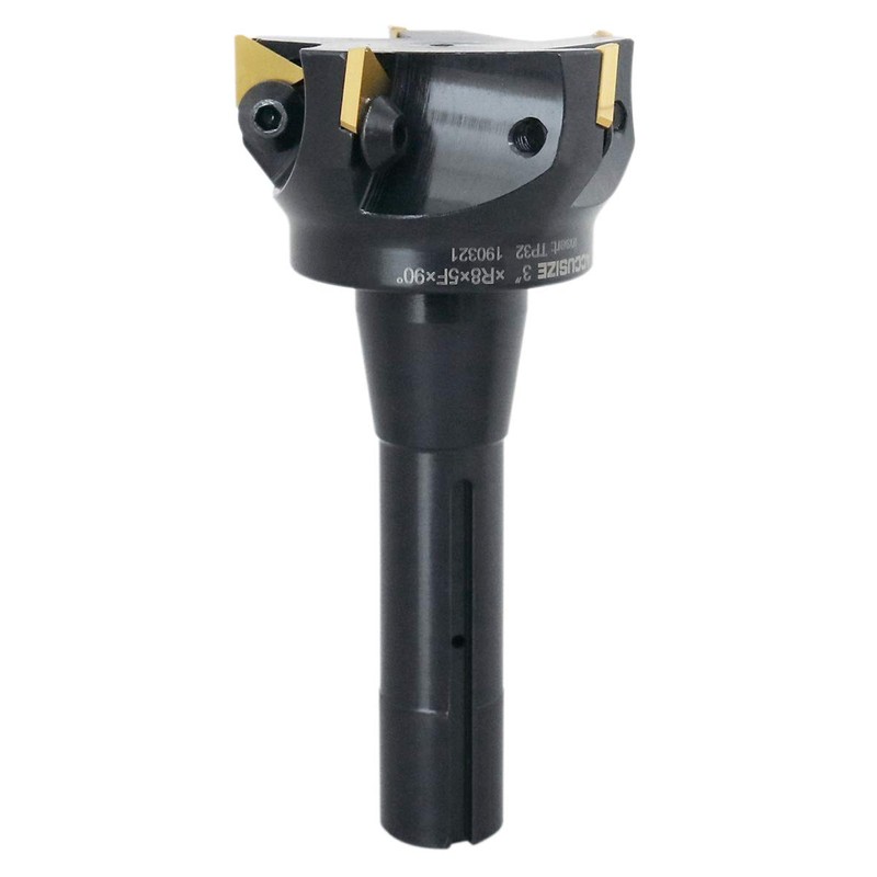 Accusize Industrial Tools 3'' Carbide Indexable End Mill, R8 Shank,