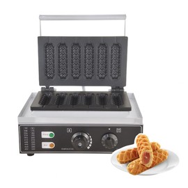 Commercial Waffle Corn Dog Hot Dog Cheese Stick Maker Machine, 6 PCS 110V 1550W, 5-min Timer