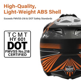 TCMT Unisex-Adult Motorcycle Full Face Off Road Helmet Dirt Bike Motocross ATV Mountain Bike MX Helmet DOT Approved
