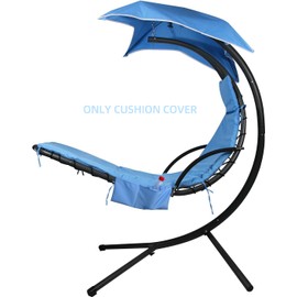 Outdoor Hanging Lounge Chair Replacement Cushion Cover and Umbrella Fabric, Made for Patio Curved Chaise Hammock Floating Swing Chair Pads, Waterproof Soft Fabric (Cushion Not Included), Blue