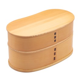 Wakayama Wappa Bento Box Store A-60-273448 Magewappa, Wooden, 6.7 x 3.5 inches (17 x 9 cm), 2-Tier, Bean-Shaped, Natural