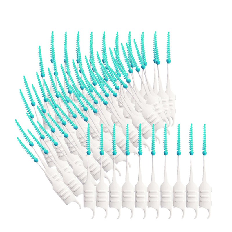 400PCS Interdental Brushes Double-ended Silicone Toothpick Dual-ended Dental Floss Pick