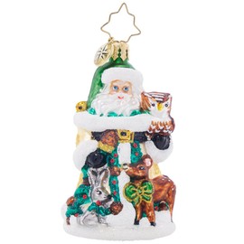 Christopher Radko Hand-Crafted European Glass Christmas Tree Decorative Ornament, Woodland Friends Santa Gem