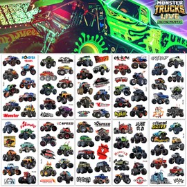 Monster Truck Tattoo Children, 10 Sheets Monster Truck Children's Tattoos Boys Skin-Friendly Monster Truck Temporary Tattoos Stickers, Party Bags Children's Birthday Party Favours Party Decoration