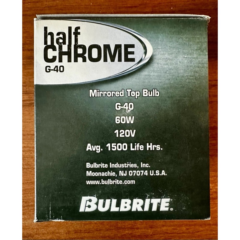 Bulbrite Half Chrome G-40 Large Inconsistent 60w 120V Bulb Bulbrite.
