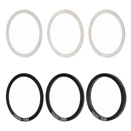 6pcs Set 0.1mm+0.2mm+0.3mm+1mm + 2mm + 3mm 6 Sizes Bike Washers Kit Aluminum Alloy Bike Spacers Bike Washers Bike Flywheel Hub Spacers (Silver & Black, Diameter 29mm)