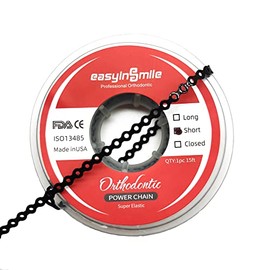 SNAWOP Cadena de energía dental de ortodoncia multicolor, bandas elásticas de goma para dientes (corta, negro)