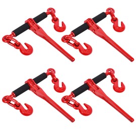 Lechansen 3/8''-1/2'' Chain Binders G80, 4 Pack Grade 80 Ratchet Load Binder 3/8 to 1/2 with G80 Grab Chain Hooks,9 200 Pound Working Safe Load Chain Binder for G80 Transport Chains,Hauling,Tie Down