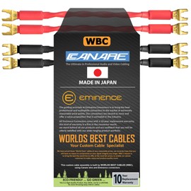 WORLDS BEST CABLES 4 Units - 15 CM - Canare 4S11 – Audiophile Grade - 11AWG - HiFi Speaker Jumper Cable Terminated with Gold Spade Connectors
