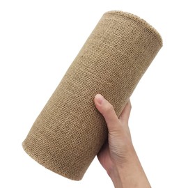 INSPIRELLE 10" Natural Burlap Fabric Roll 10 Yards Jute Ribbon for Gift Wrapping Craft Projects Wedding Decoration Home Decoration 25CM