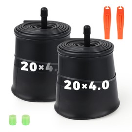 MEGHNA Fat Bike Inner Tube Set 20 x 4.0 inch Electric Bike Tire Inner Tube Schrader Valve for Heavy Duty Tire with Extra 2 Fluorescent Valve Cap, Tire Lever, for E - Bike Snow Bike