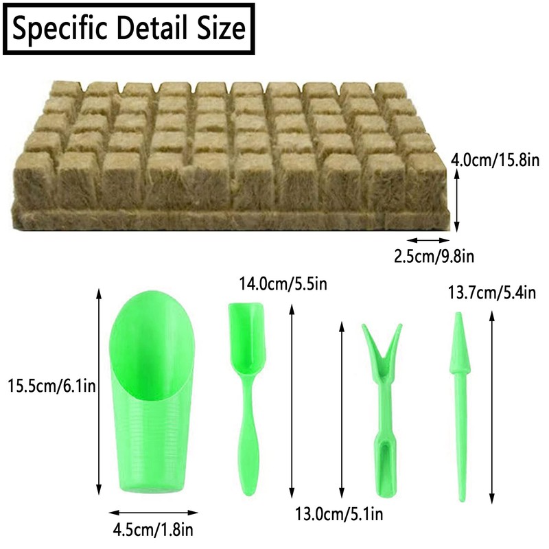 LONGHAO 50 + 4 x Wool Plant Stoppers, Rock Wool