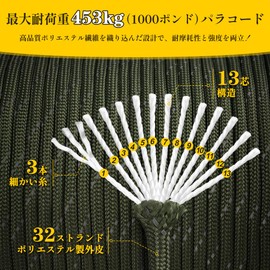 X XBEN Paracord Guy Rope, 0.2 inch (4 mm), Reflective Material, Reinforced 13 Cores, Load Capacity 992.1 lbs (450 kg), 30 M Roll, Multi-Purpose Camping Rope, Ideal for Outdoor Activities, Tarp, Tent