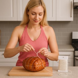 Butcher’s Twine for Cooking – 100ft Food Safe 100% Cotton Cooking String, Oven-Safe Trussing Twine for Turkey, Roasts, Poultry, Baking & BBQ