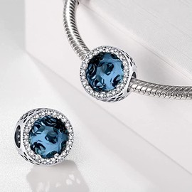 LNQOBU Charms for Bracelet 925 Sterling Silver Dangle Pendant Bead Heart Shaped Round Charms for Woman Bracelets and Necklaces