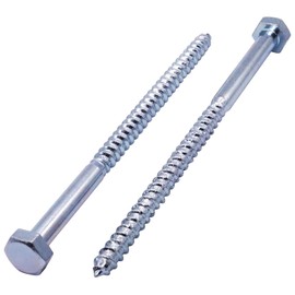 SKIR'CO (Pack of 8) DIN 571 Galvanised Steel Hex Head Wood Screws M10 x 180 mm Screws Hex Head Key Screws