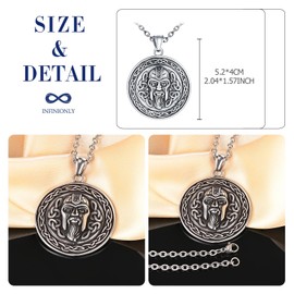 INFINIONLY Mens Stainless Steel Pirate Head Medallion Necklace Fashion Round Pendant Coins for Teenagers Vintage Nautical Amulet Necklaces with 55cm Chain Novelty Jewellery